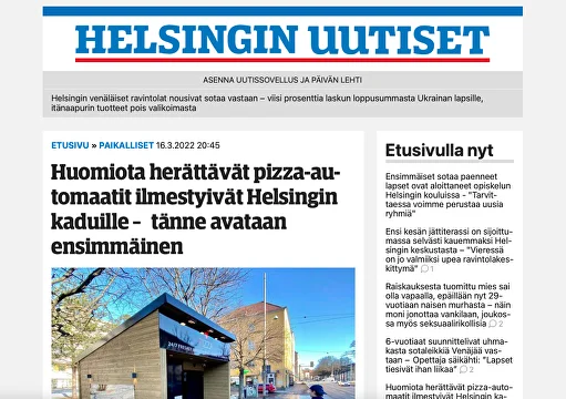 Huomiota herättävät pizza-​automaatit ilmestyivät Helsingin kaduille –  tänne avataan ensimmäinen