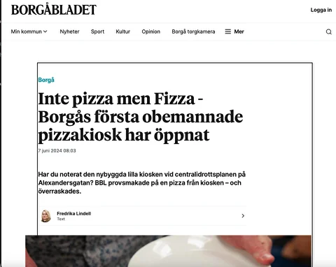 Inte pizza men Fizza - Borgås första obemannade pizzakiosk har öppnat
