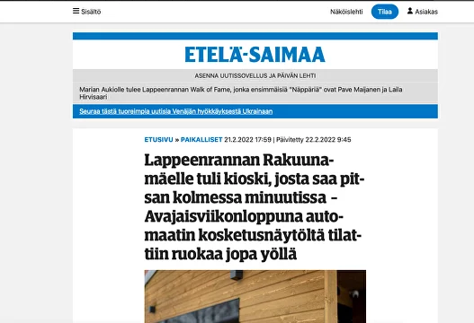 Lappeenrannan Rakuunamäelle tuli kioski, josta saa pitsan kolmessa minuutissa – Avajaisviikonloppuna automaatin kosketusnäytöltä tilattiin ruokaa jopa yöllä
