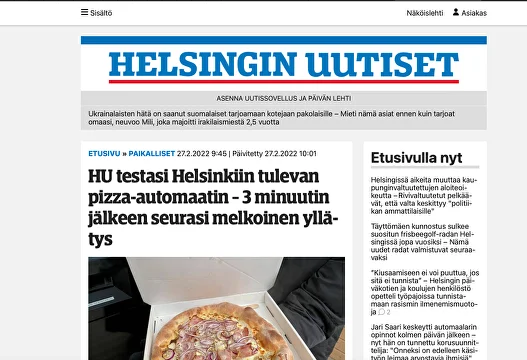 HU testasi Helsinkiin tulevan pizza-​automaatin – 3 minuutin jälkeen seurasi melkoinen yllätys