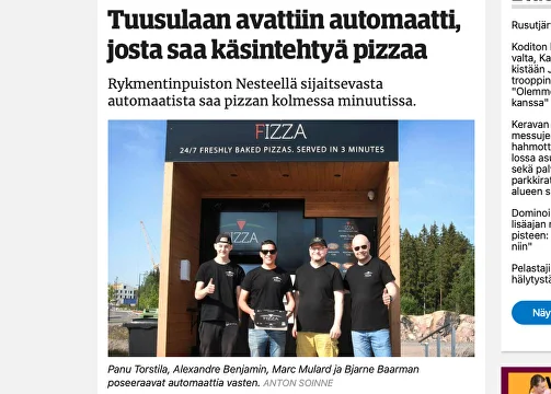 Tuusulaan avattiin automaatti, josta saa käsintehtyä pizzaa
