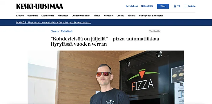 "Kohdeyleisöä on jäljellä" – pizza-​automatiikkaa Hyrylässä vuoden verran