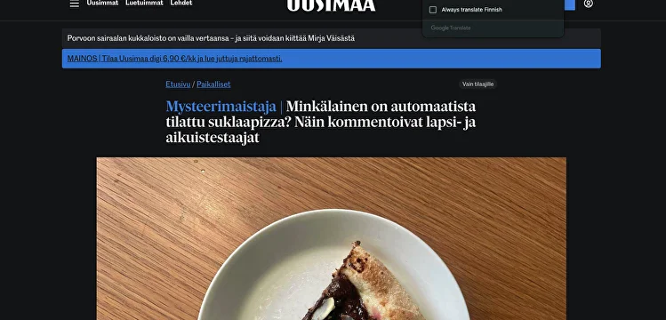 Mysteerimaistaja | Minkälainen on automaatista tilattu suklaapizza? Näin kommentoivat lapsi- ja aikuistestaajat