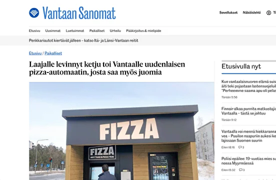 Laajalle levinnyt ketju toi Vantaalle uudenlaisen pizza-​automaatin, josta saa myös juomia