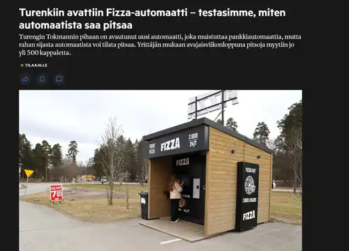 Turenkiin avattiin Fizza-automaatti – testasimme, miten automaatista saa pitsaa