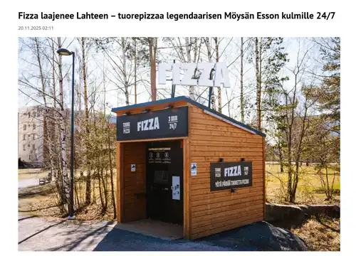 Fizza laajenee Lahteen – tuorepizzaa legendaarisen Möysän Esson kulmille 24/7