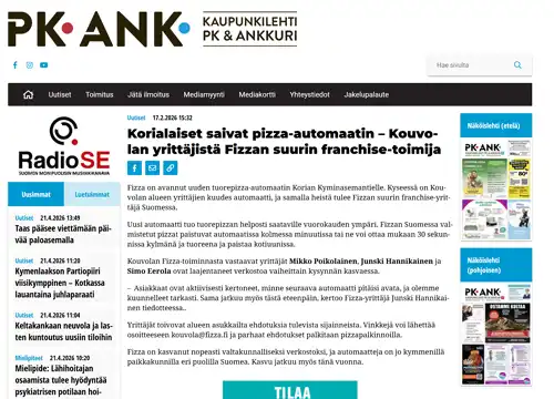 Ko­ri­a­lai­set sai­vat piz­za-au­to­maa­tin – Kou­vo­lan yrit­tä­jis­tä Fiz­zan suu­rin franc­hi­se-toi­mi­ja