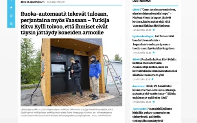 Ruo­ka-au­to­maa­tit tekevät tu­loaan, per­jan­tai­na myös Vaasaan – Tutkija Ritva Kylli toivoo, että ihmiset eivät täysin jät­täy­dy ko­nei­den ar­moil­le