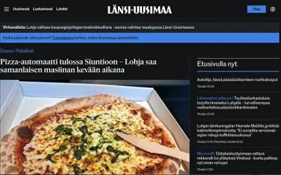 Pizza-​automaatti tulossa Siuntioon – Lohja saa samanlaisen masiinan kevään aikana