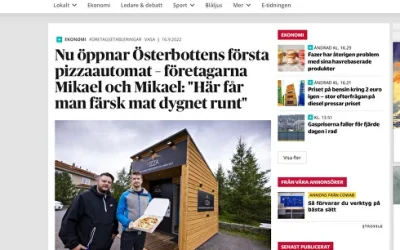 Nu öppnar Österbottens första pizzaautomat – företagarna Mikael och Mikael: "Här får man färsk mat dygnet runt"